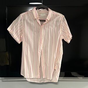 J. Crew Men's Shirt with Pink and White Stripes